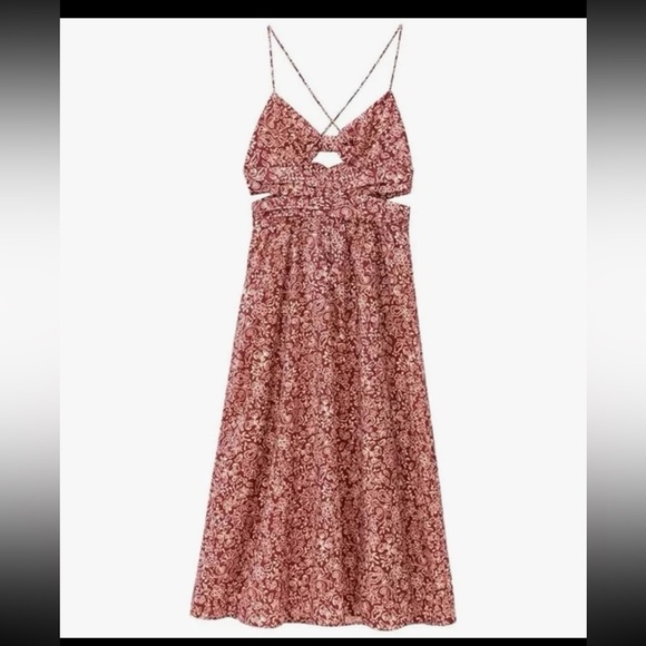 NWT Zara Cut Out Floral Printed Midi/Maxi Dress 
size XL - Picture 3 of 12